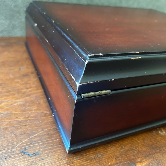 Vintage 1999 The Bombay Company Mahogany & Velvet Memory Keepsake Jewellery Box - Picture 8 of 8